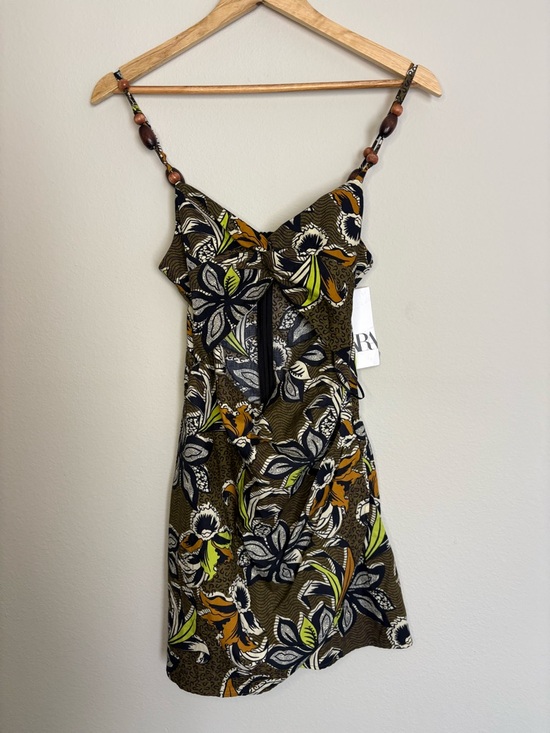 Zara Dresses & Skirts - Zara Black and Yellow Floral Cutout Mini Dress